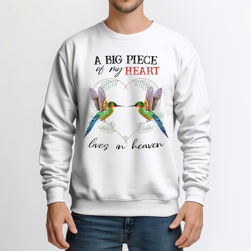 A Big Piece Of My Heart Lives In Heaven Shirt Bird Couple Memorial Day Sweatshirt Gift