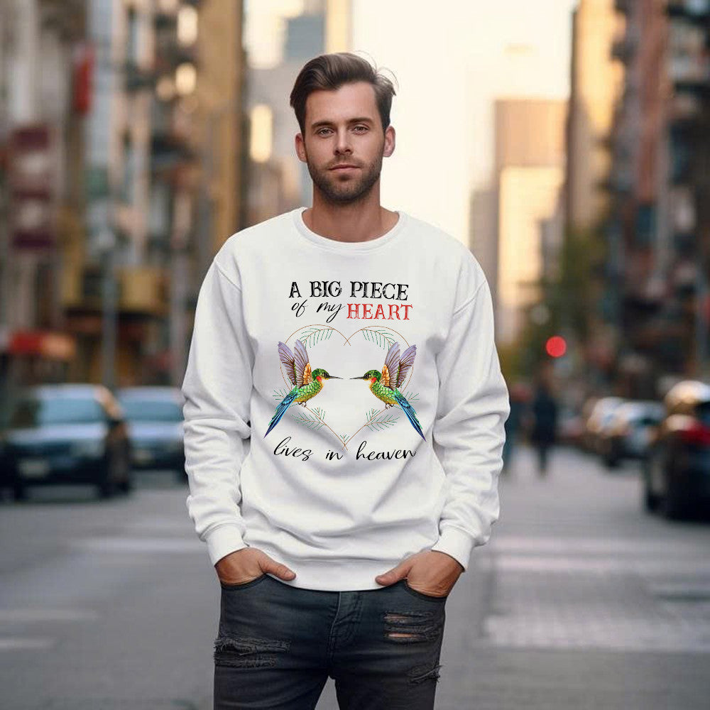 A Big Piece Of My Heart Lives In Heaven Shirt Bird Couple Memorial Day Sweatshirt Gift