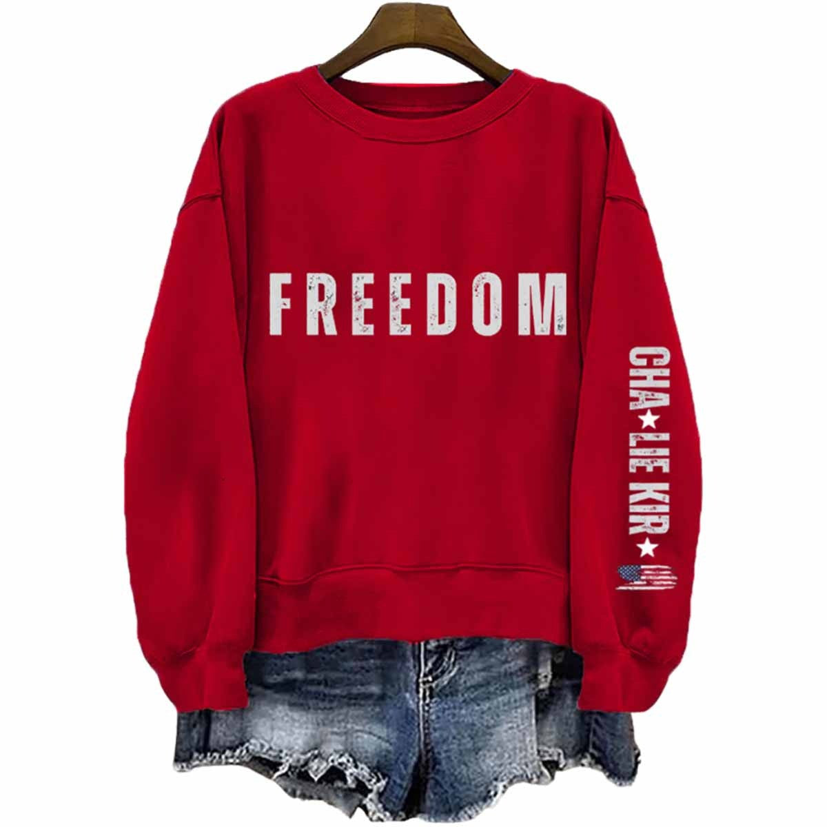 Charlie Kirk Freedom Sweatshirt Tribute To Charlie Kirk Merch Patriotic Gifts