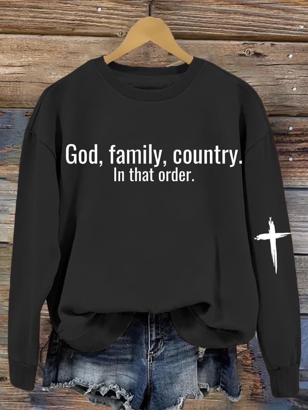 Charlie Kirk Women's Sweatshirt God Family Country In That Order Faith Gift For Supporters