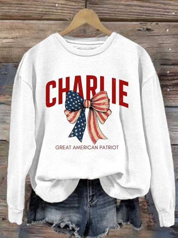 Charlie Kirk Great American Patriot Women's Sweatshirt TPUSA Merch Patriotic Gifts