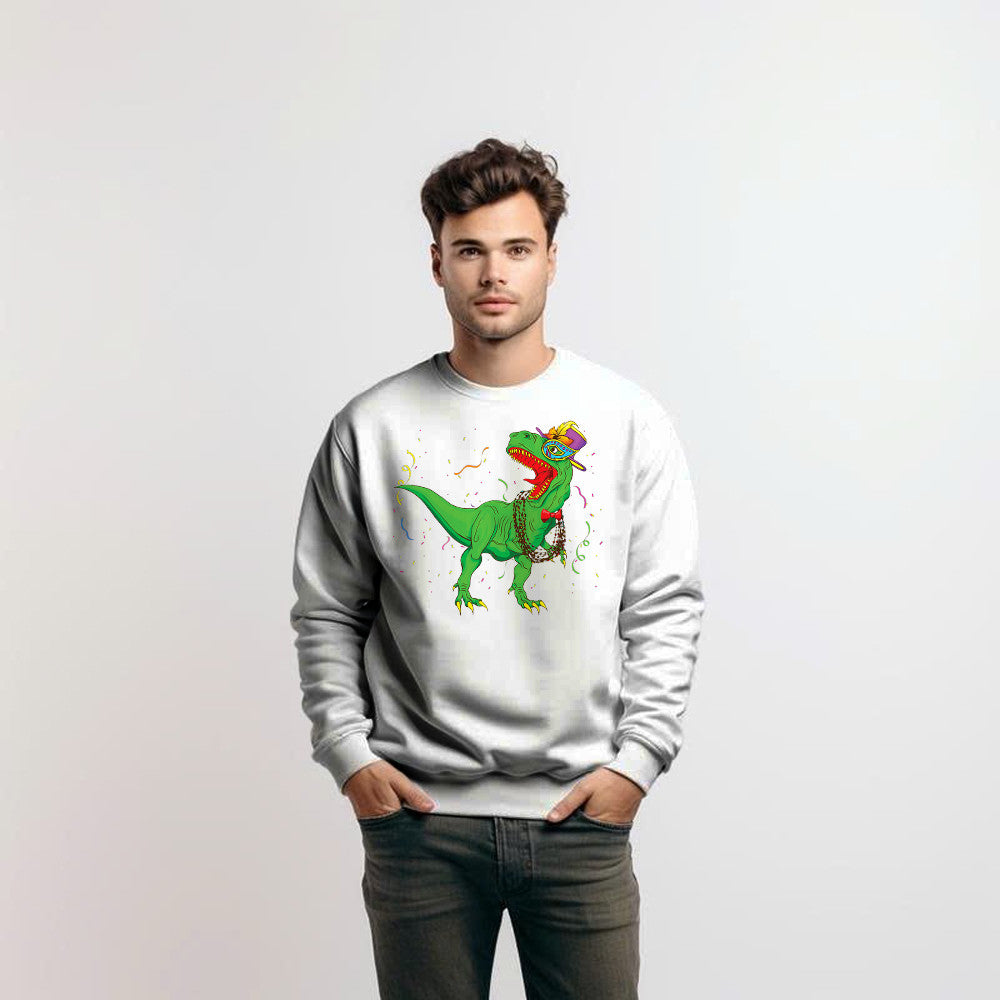 T-Rex Mardi Gras Shirt Dinosaur Lovers Party Sweatshirt Mardi Gras Themed Gifts