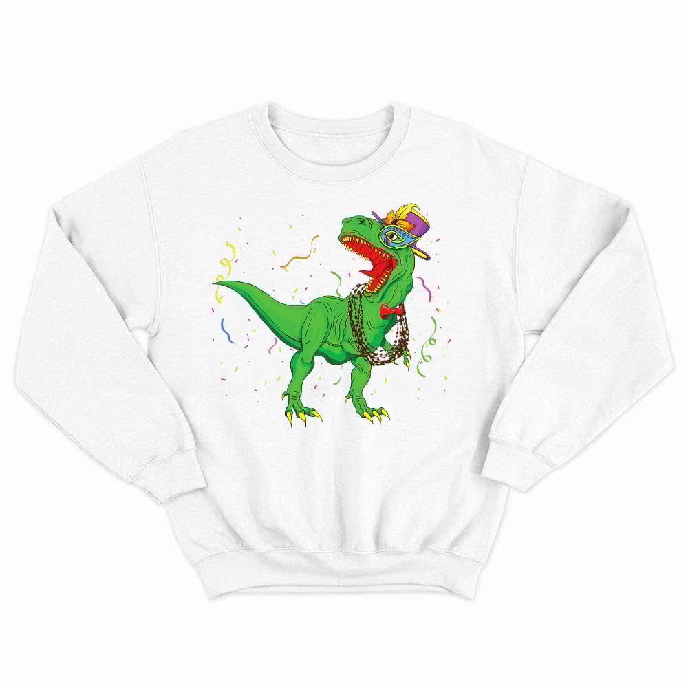 T-Rex Mardi Gras Shirt Dinosaur Lovers Party Sweatshirt Mardi Gras Themed Gifts