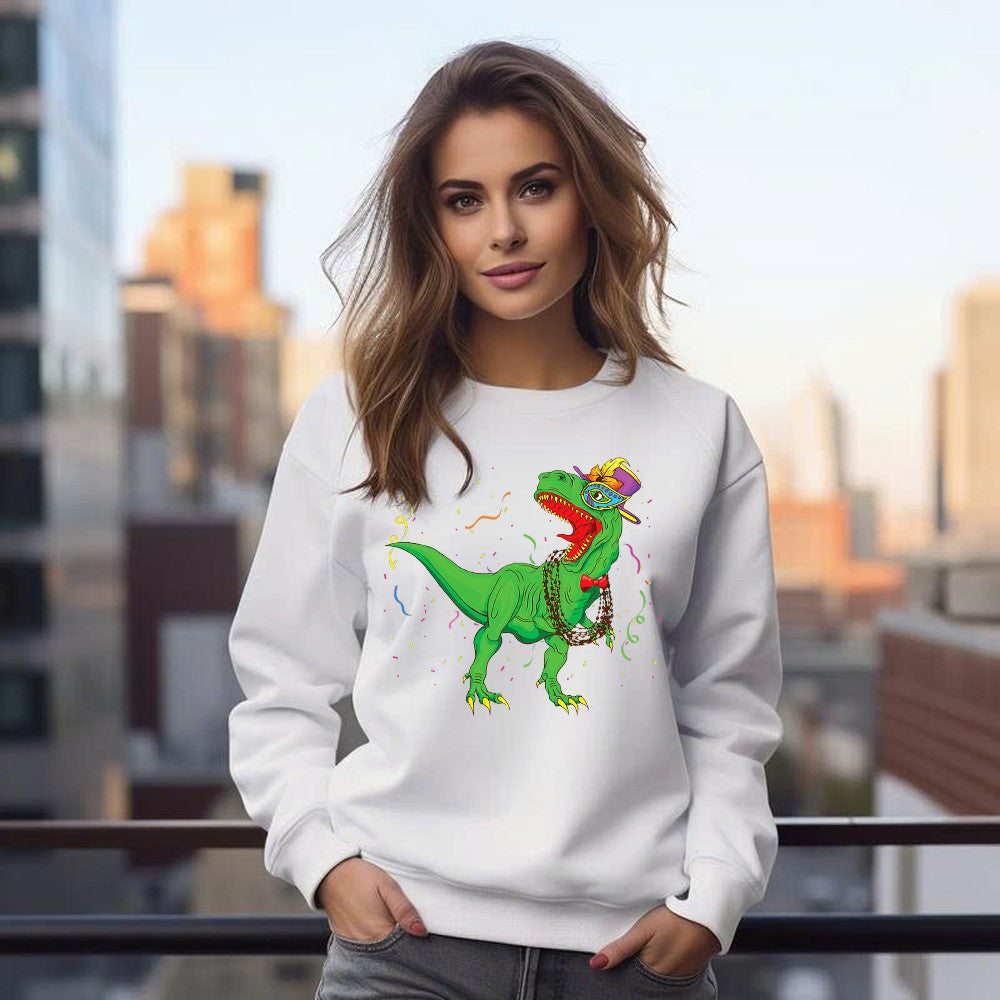 T-Rex Mardi Gras Shirt Dinosaur Lovers Party Sweatshirt Mardi Gras Themed Gifts