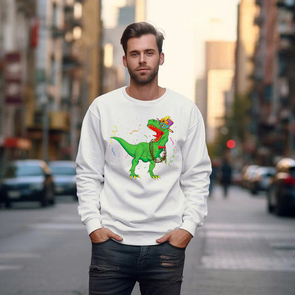 T-Rex Mardi Gras Shirt Dinosaur Lovers Party Sweatshirt Mardi Gras Themed Gifts