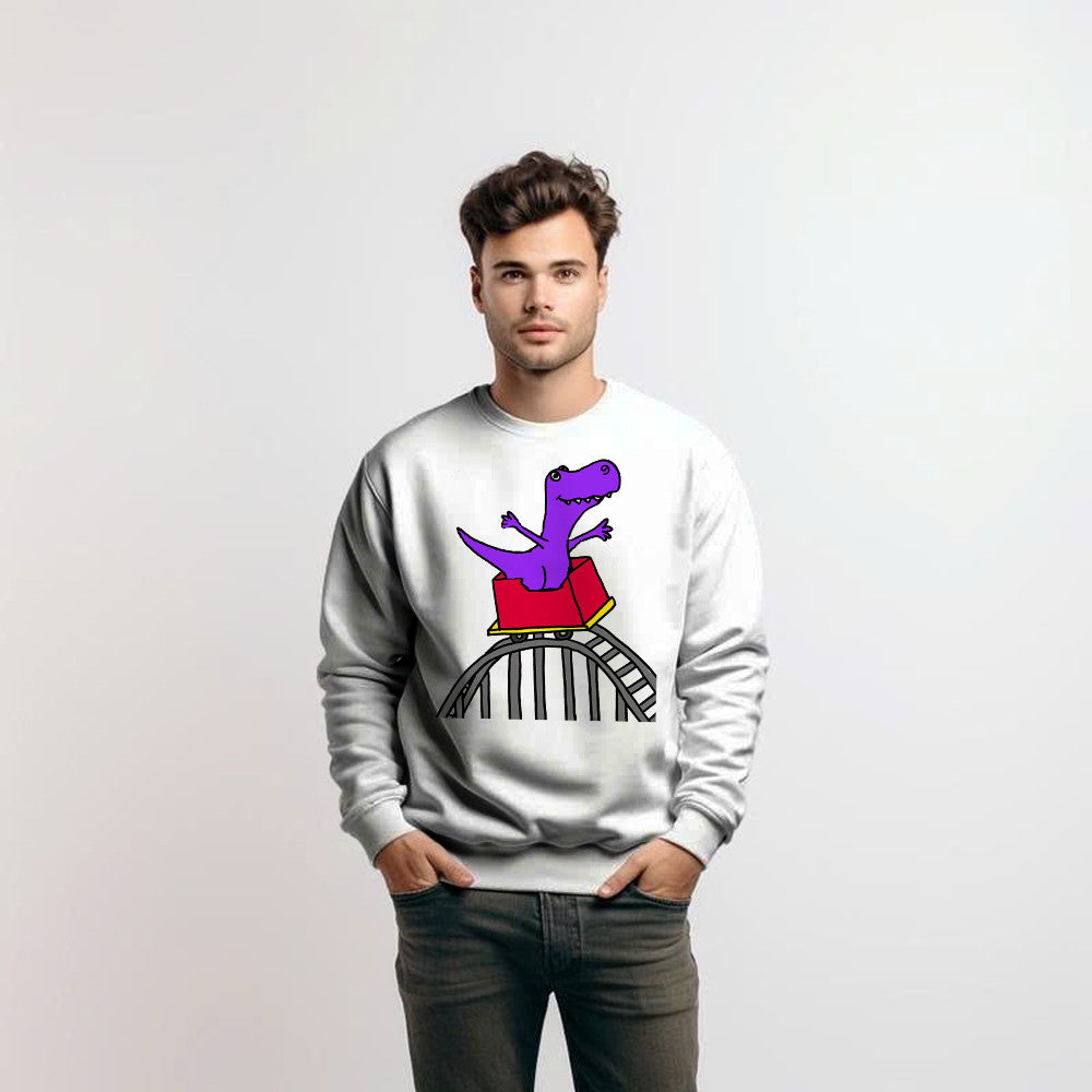 T-Rex Riding Roller Coaster Sweatshirt Funny Cute Graphic Tee Shirt Apparel Gifts For Him