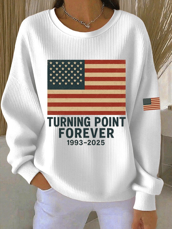Charlie Kirk Sweatshirt Turning Point Forever USA Flag Presents For Supporters
