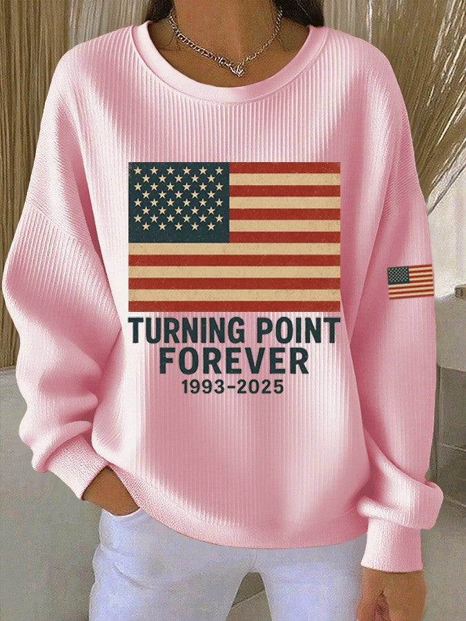 Charlie Kirk Sweatshirt Turning Point Forever USA Flag Presents For Supporters