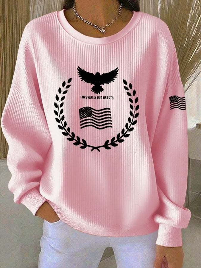 Eagle Forever In Our Hearts Sweatshirt USA Flag Memorial Tribute Presents