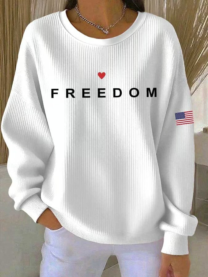 Freedom America Flag Women's Sweatshirt Patriotic Graphic Heart Present Ideas