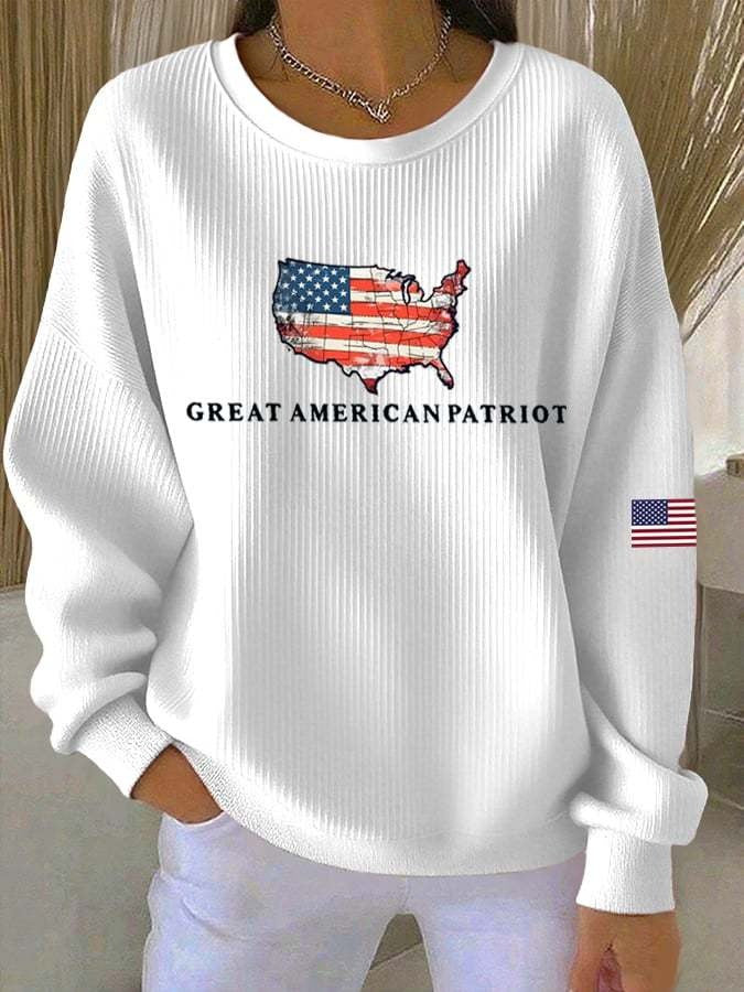 Great American Patriot Sweatshirt USA Map Flag Graphic Patriotic Presents