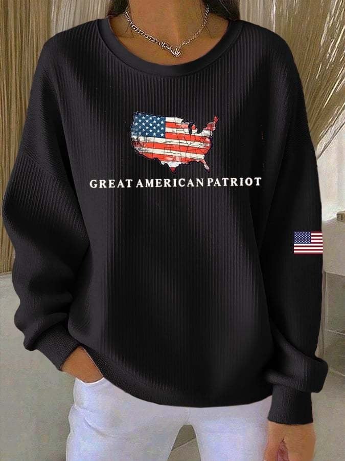 Great American Patriot Sweatshirt USA Map Flag Graphic Patriotic Presents
