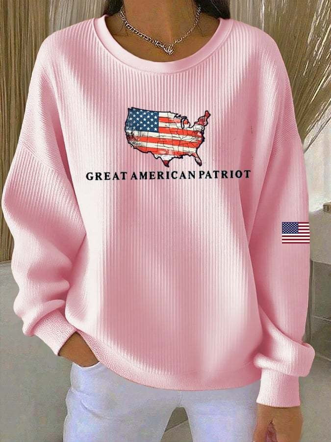 Great American Patriot Sweatshirt USA Map Flag Graphic Patriotic Presents