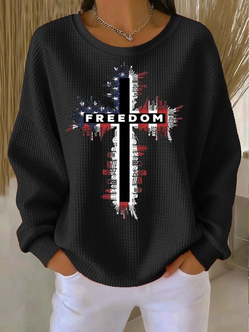 Charlie Kirk Freedom Merch White Sweatshirt Cross Freedom USA Flag Live Free Shirt
