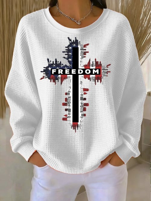 Charlie Kirk Freedom Merch White Sweatshirt Cross Freedom USA Flag Live Free Shirt