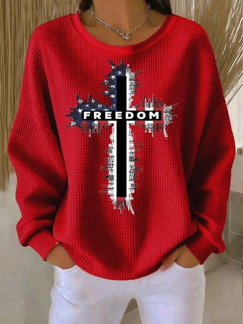 Charlie Kirk Freedom Merch White Sweatshirt Cross Freedom USA Flag Live Free Shirt