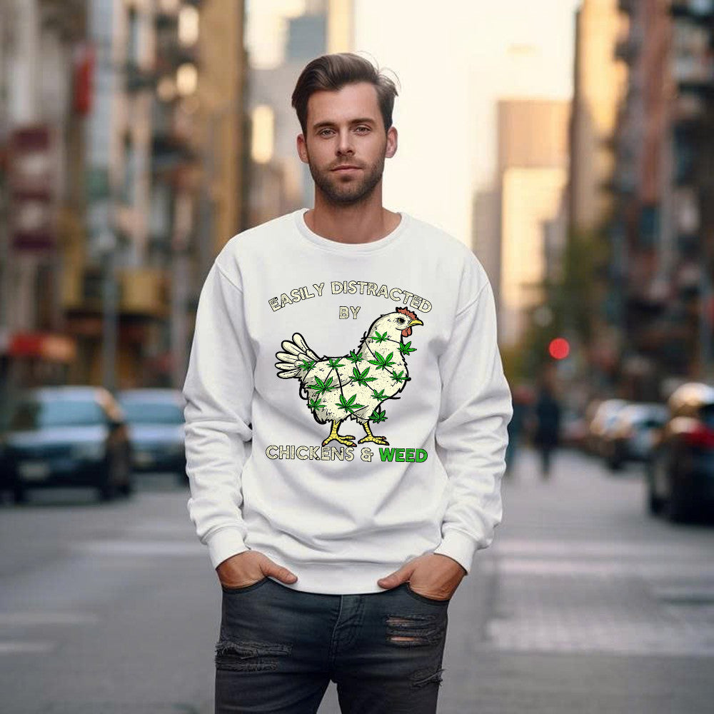 Easily Distracted By Chickens And Weed Sweatshirt Thanksgiving 2025