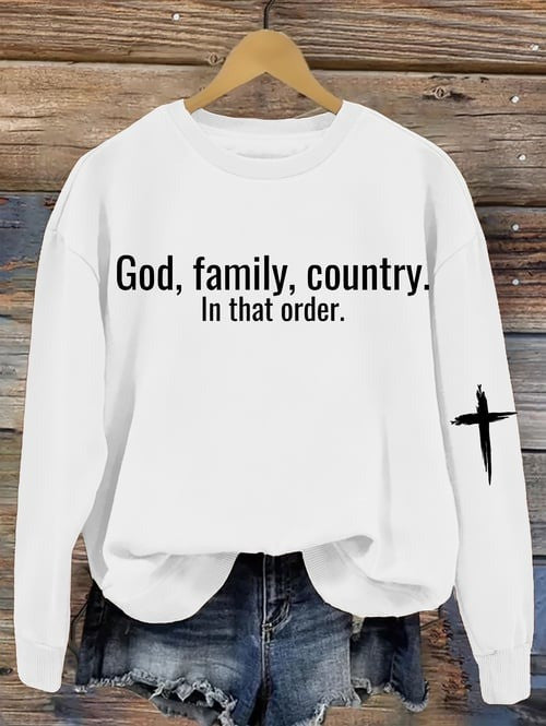 Red Charlie Kirk Sweatshirt God Family Country In That Order October 14 Birthday Gifts