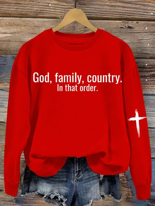 Red Charlie Kirk Sweatshirt God Family Country In That Order October 14 Birthday Gifts