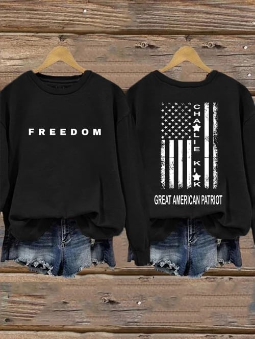 Charlie Kirk Freedom Sweatshirt Great American Patriot Charlie Kirk Memorial Clothes Gifts