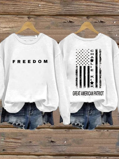 Charlie Kirk Freedom Sweatshirt Great American Patriot Charlie Kirk Memorial Clothes Gifts