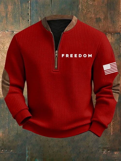 Charlie Kirk Freedom Collar Zipper Sweatshirt American Flag Charlie Kirk Memorial Gifts