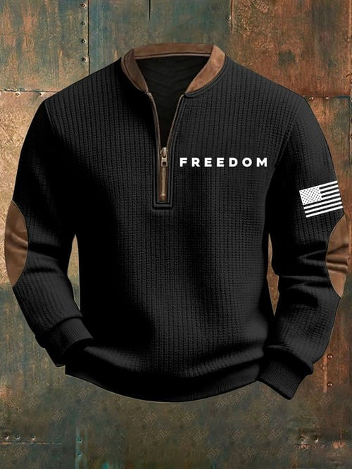 Charlie Kirk Freedom Collar Zipper Sweatshirt American Flag Charlie Kirk Memorial Gifts