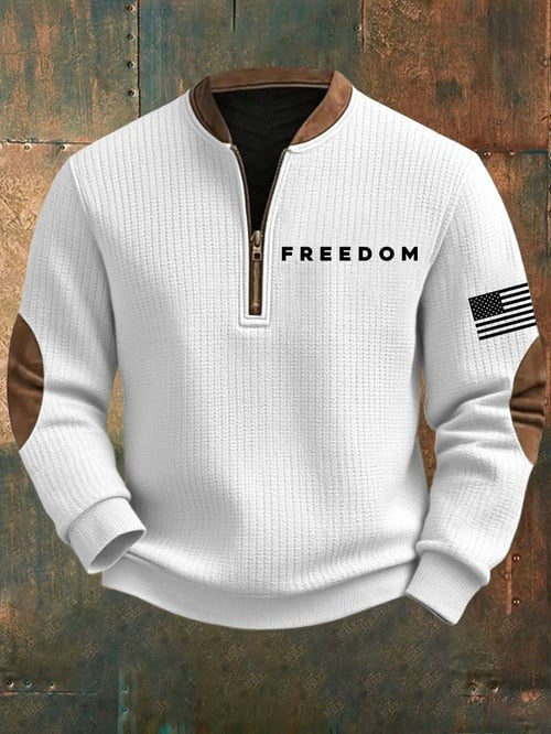 Charlie Kirk Freedom Collar Zipper Sweatshirt American Flag Charlie Kirk Memorial Gifts