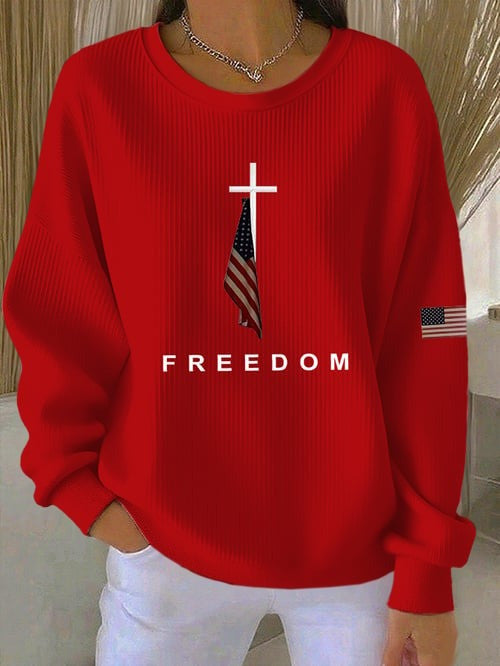 Charlie Kirk Freedom Sweatshirt American Flag Holy Cross Shirt Charlie Kirk Gifts