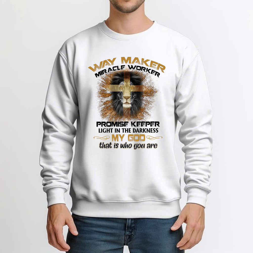 Lion Way Maker Miracle Worker Promise Keeper Sweatshirt Mens Christian Shirt Gifts For Men