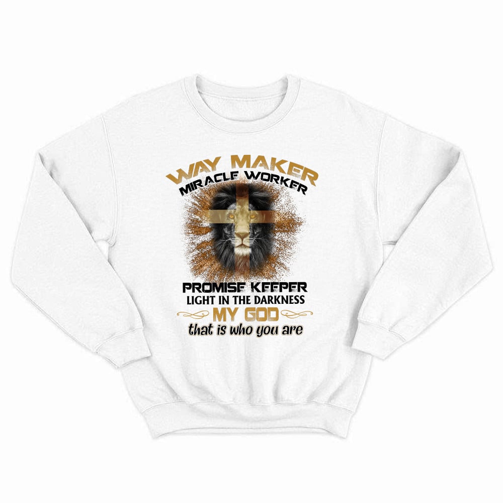 Lion Way Maker Miracle Worker Promise Keeper Sweatshirt Mens Christian Shirt Gifts For Men
