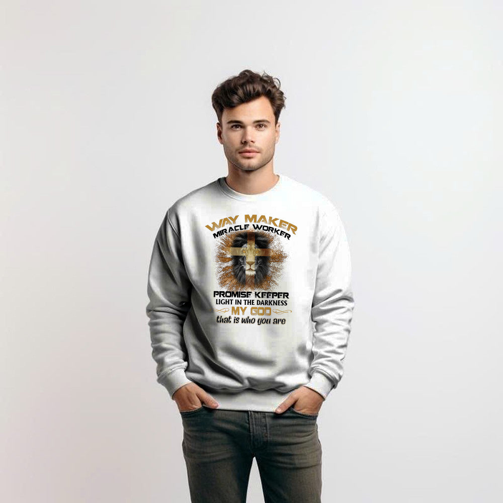 Lion Way Maker Miracle Worker Promise Keeper Sweatshirt Mens Christian Shirt Gifts For Men