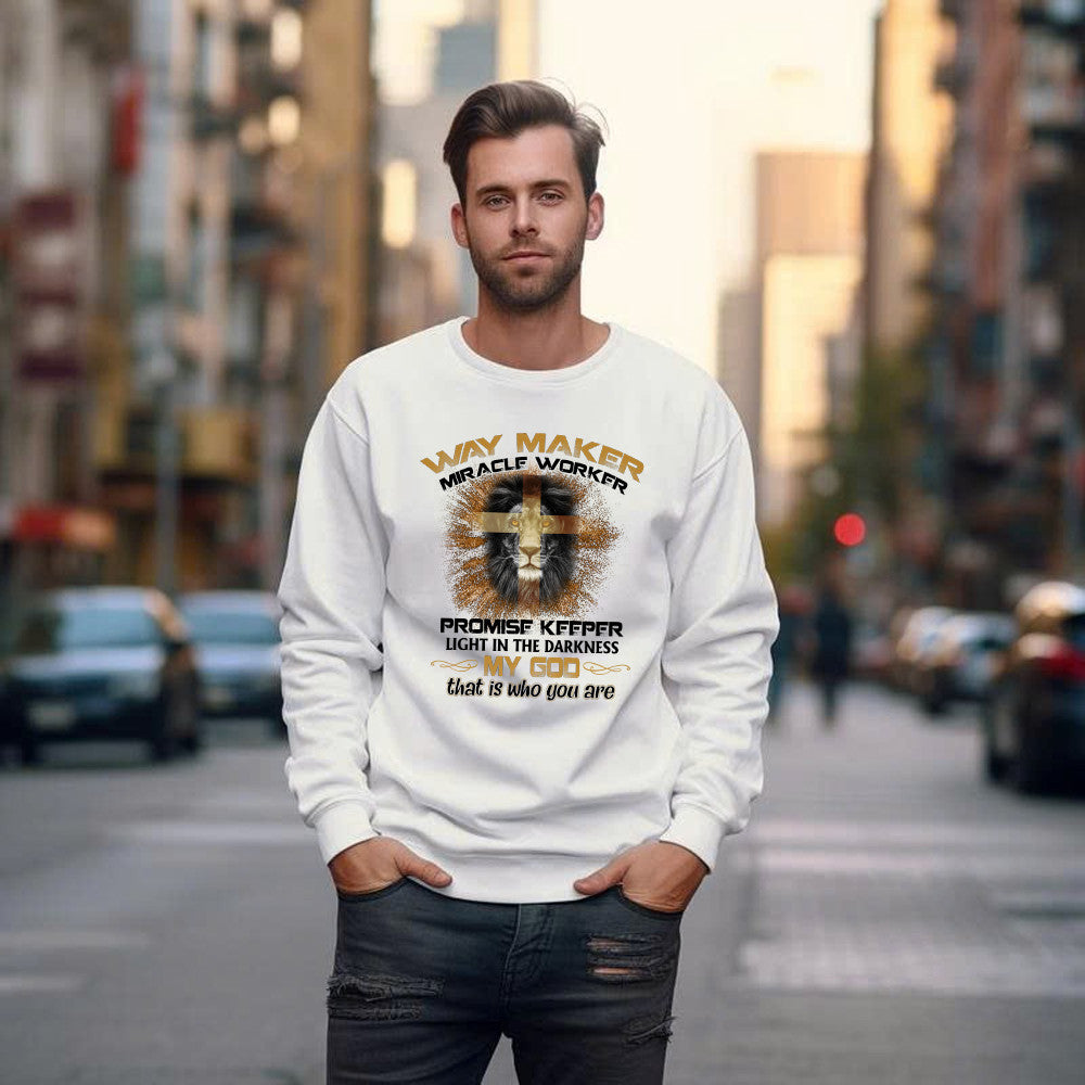 Lion Way Maker Miracle Worker Promise Keeper Sweatshirt Mens Christian Shirt Gifts For Men
