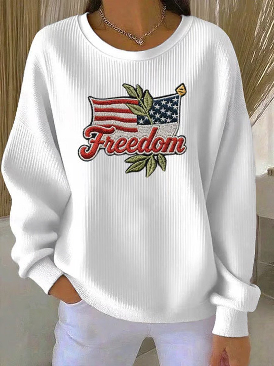 Charlie Kirk Women's Sweatshirt Freedom USA Flag Apparel Merch For Supporters