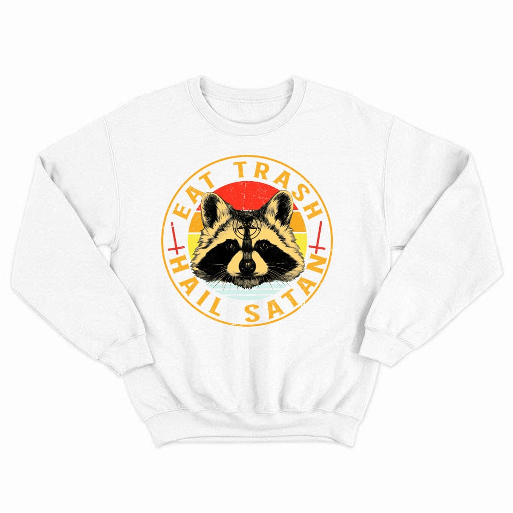 Eat Trash Hail Satan Shirt Racoon Graphic Retro Sweatshirt Design Gift For Him