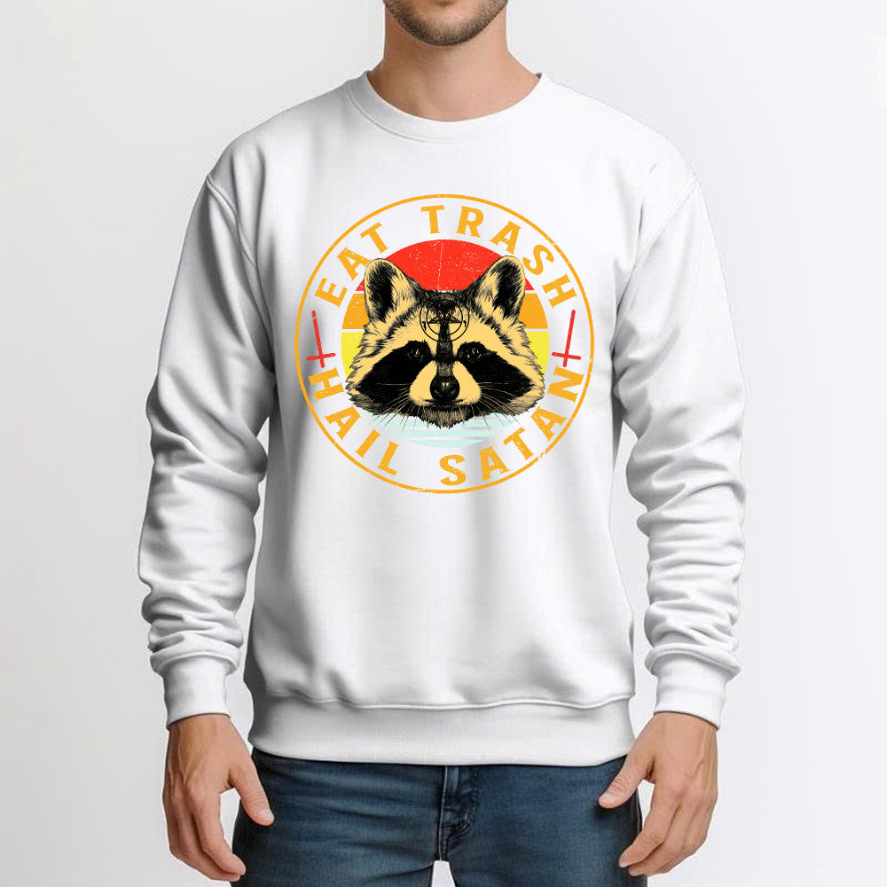 Eat Trash Hail Satan Shirt Racoon Graphic Retro Sweatshirt Design Gift For Him