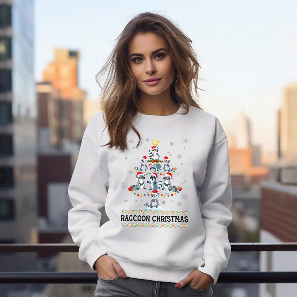 Raccoon Christmas Tree Shirt Racoon Fun Holiday Sweatshirt Xmas Gift Ideas For Her