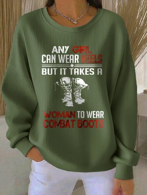 US Veteran Women's Sweatshirt Boots Soldier Woman To Wear Combat Boots Gifts For Patriots