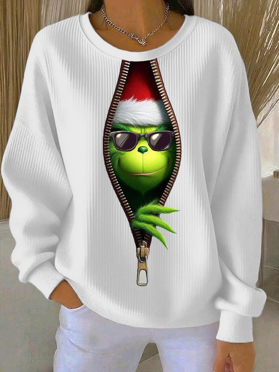 Funny Green Christmas Character Sweatshirt Funny Cartoon Character Outfit Xmas Gifts