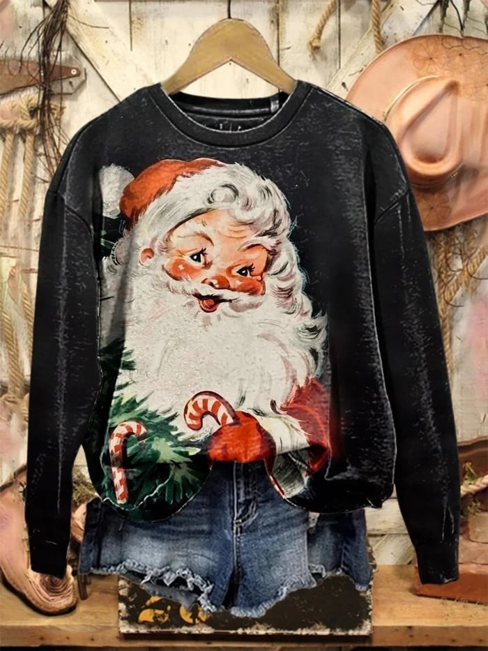 Christmas Santa Claus Sweatshirt Candy Cane Xmas Apparel Presents For Lovers