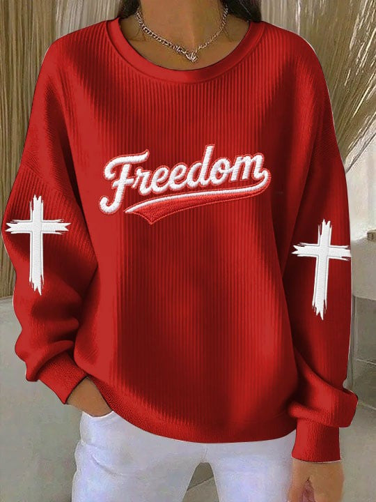 Charlie Kirk Freedom Sweatshirt Cross Christian Memorial Clothing Gifts For Her