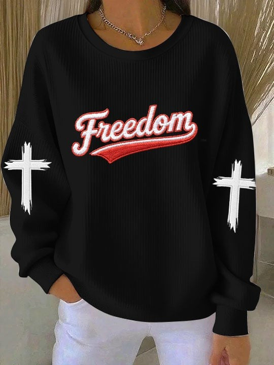 Charlie Kirk Freedom Sweatshirt Cross Christian Memorial Clothing Gifts For Her