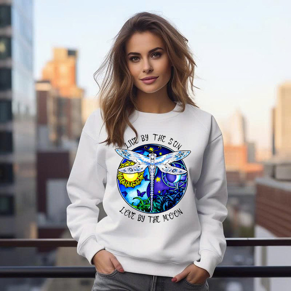 Dragonfly Live By The Sun Love By The Moon Shirt With Sayings Dragonfly Sweatshirt Women