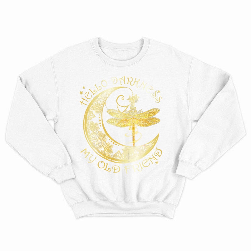 Hello Darkness My Old Friend Shirt Dragonfly Moon Graphic Sweatshirt Gift For Men