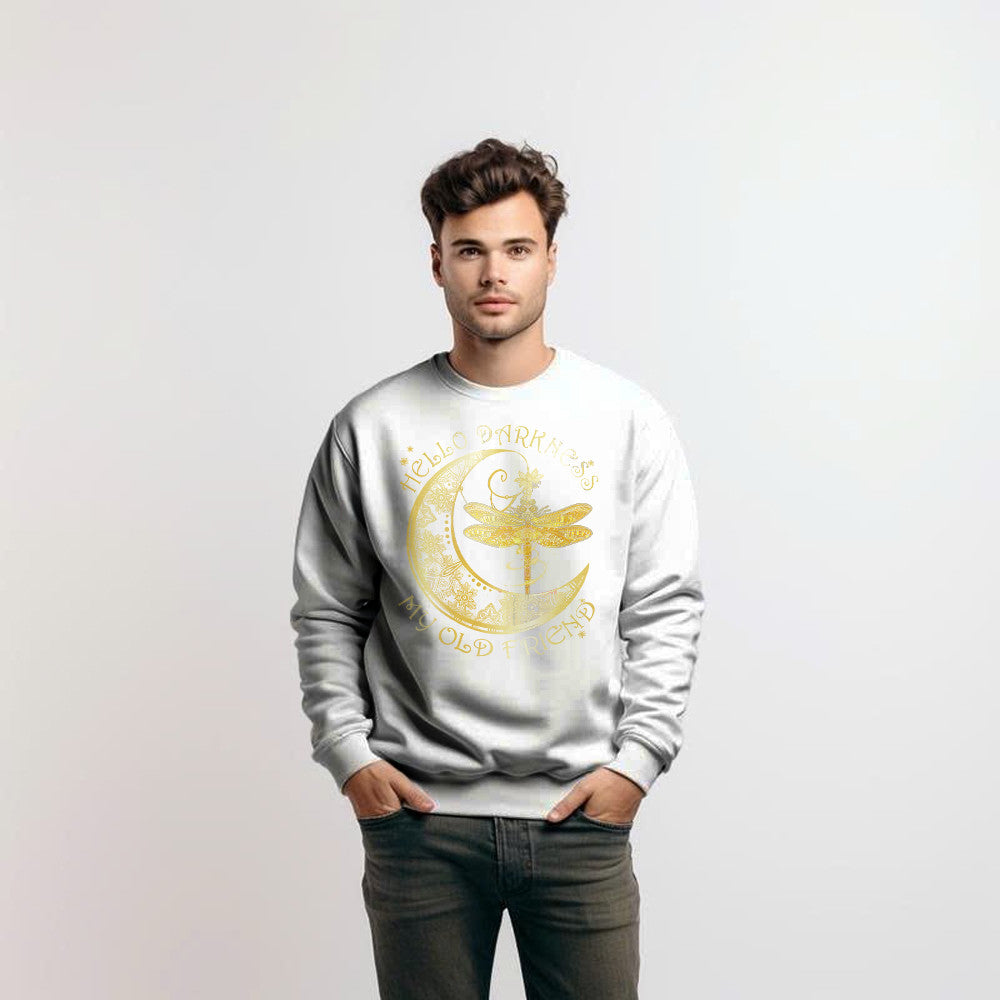 Hello Darkness My Old Friend Shirt Dragonfly Moon Graphic Sweatshirt Gift For Men