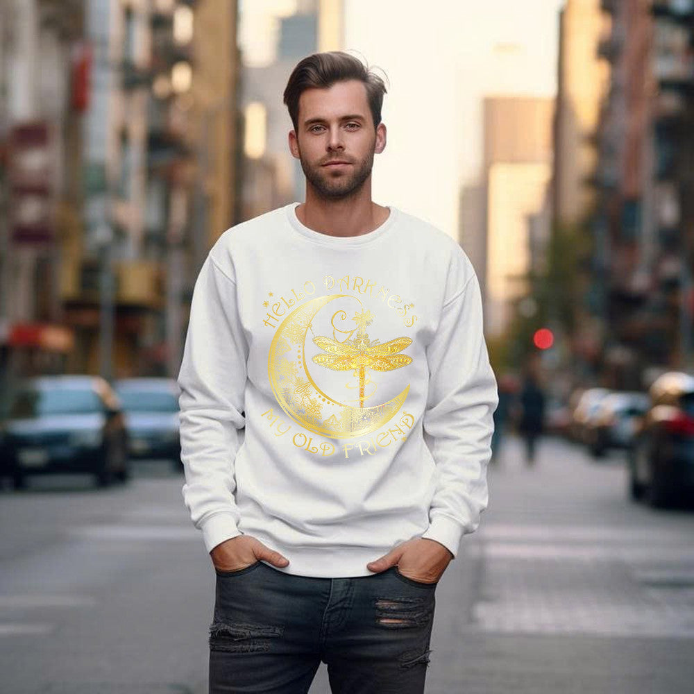 Hello Darkness My Old Friend Shirt Dragonfly Moon Graphic Sweatshirt Gift For Men