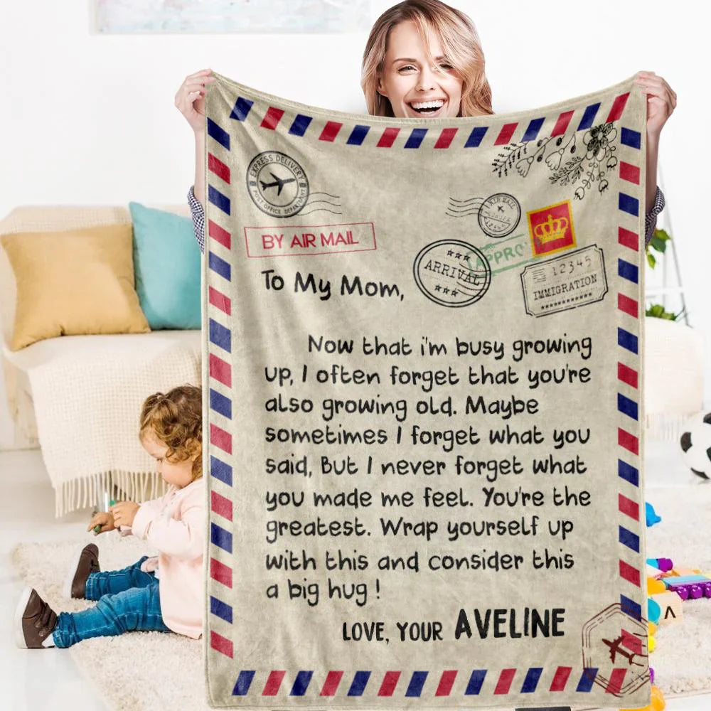 Gift For Mom Personalized Blanket - To My Mom Blanket - Custom Gift For Mother's Day Blanket, Presents For Mom - Air Mail Letter Blanket