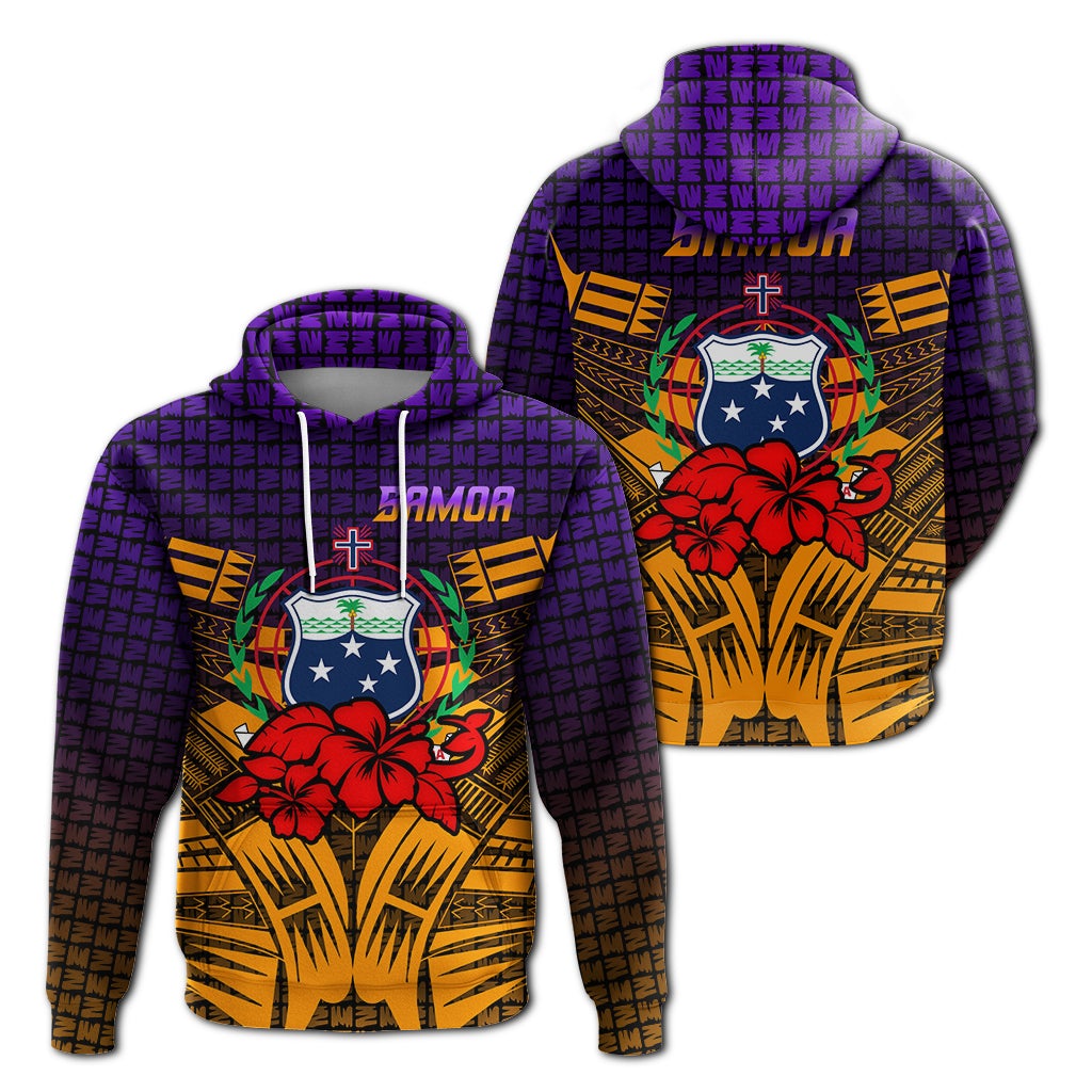 Samoa Hoodie Hibiscus With Tribal LT12
