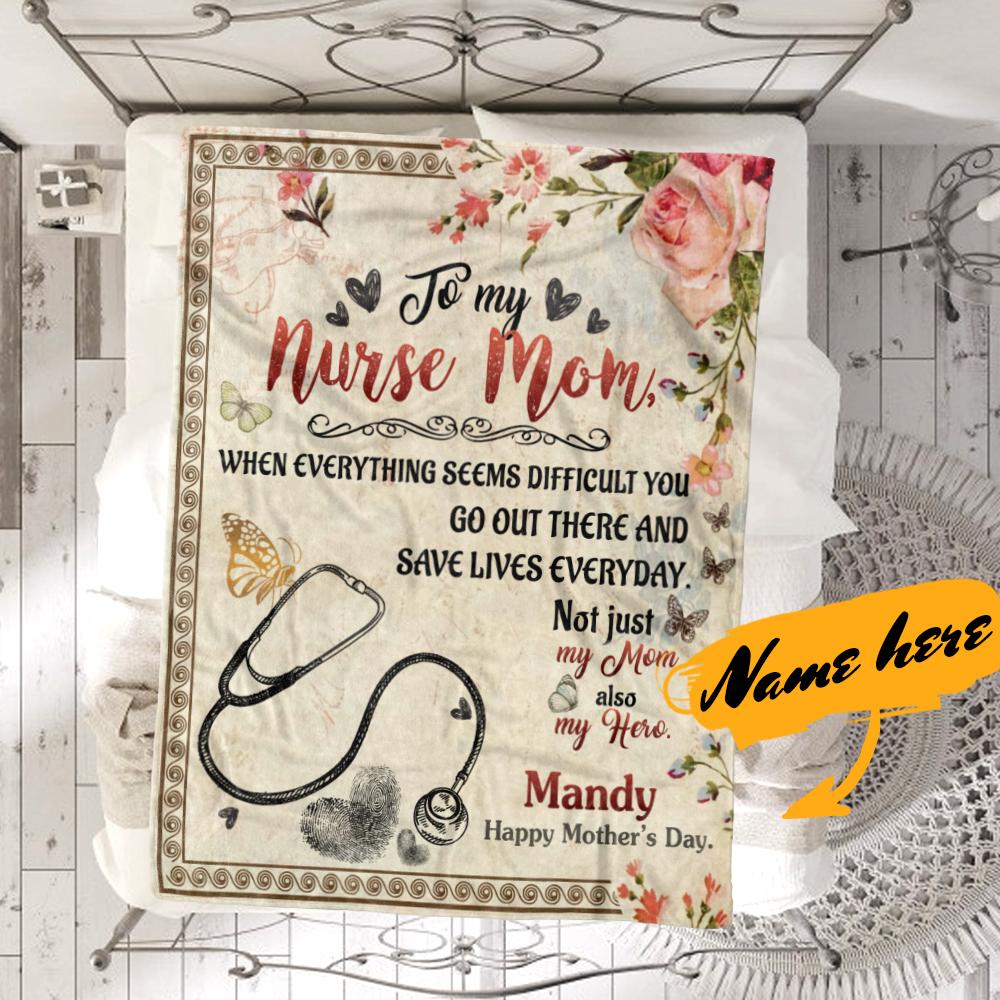 Nurse Gift For Mom Personalized Blanket - Custom Name, To My Nurse Mom Blanket - Gift For Mother's Day, Presents For Mom, Mother-in-Law