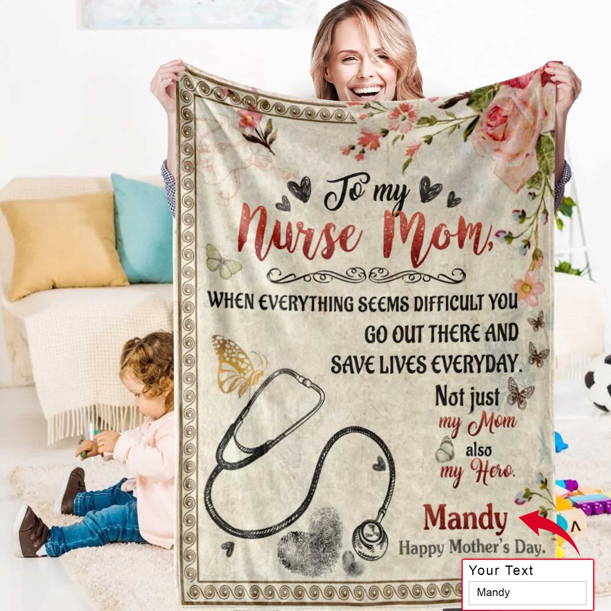 Nurse Gift For Mom Personalized Blanket - Custom Name, To My Nurse Mom Blanket - Gift For Mother's Day, Presents For Mom, Mother-in-Law